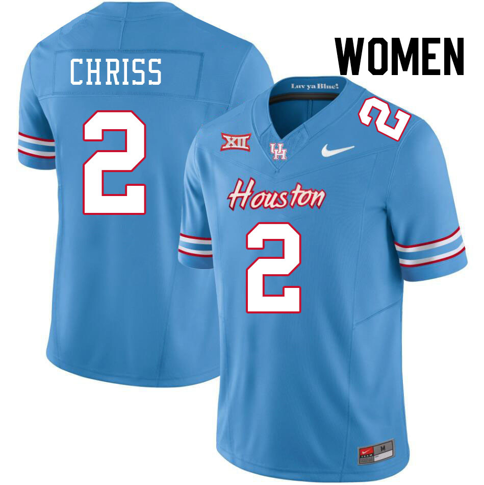 Women #2 Zeon Chriss Houston Cougars College Football Jerseys Stitched-Oilers